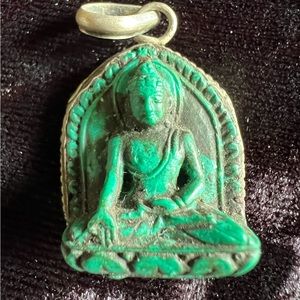 Tiny turquoise Buddha pendant with silver vintage